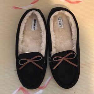 Black Old Navy moccasin slippers!